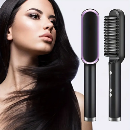 Portable Hair Straightening & Curling Brush