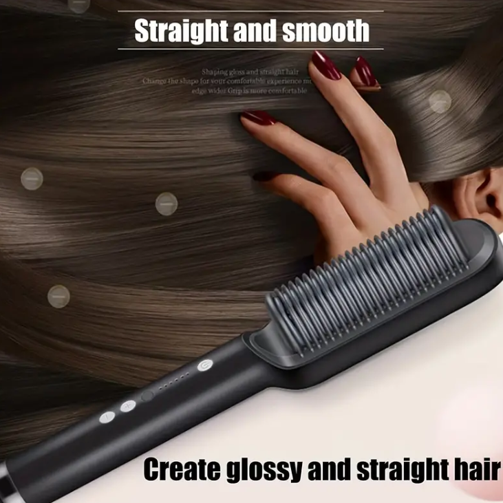 Portable Hair Straightening & Curling Brush