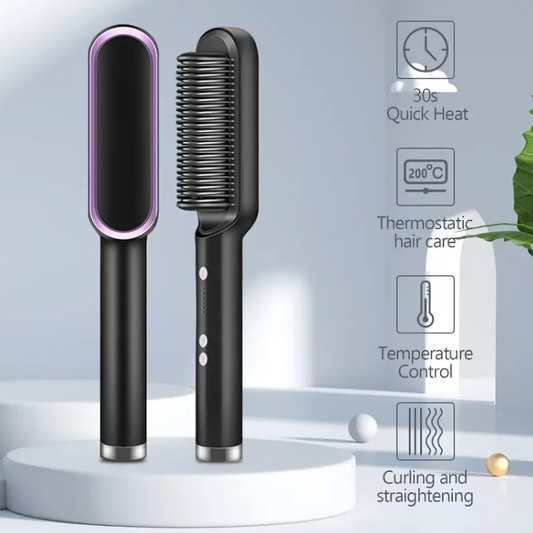 Portable Hair Straightening & Curling Brush