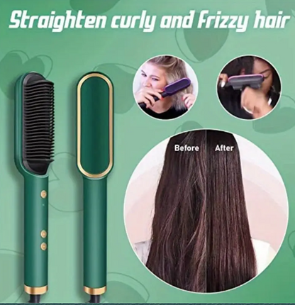 Portable Hair Straightening & Curling Brush